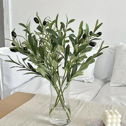 5PCS Artificial Olive Branch Greenery Fake Olive Leave with Fruit for Home Decor