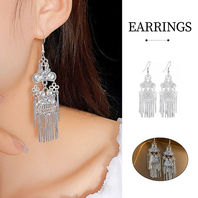Vintage Ethnic Style Tassel Long Earrings Bohemian Jewelry for Women Accessory