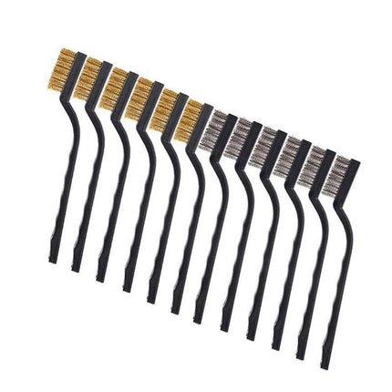 15PCS Stainless Steel Nylon Brass Scrub Brushes Metal Remover Mini Wire Brush Set - Aimall