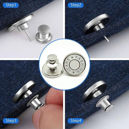 8X Button Pins For Jeans Pants No Sew Instant Adjustable Jean Button Replacement - Aimall