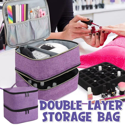 Portable Double Layer Nail Polish Essential Oil Storage Bag Travel Organizer