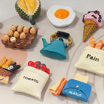 10pcs 3D Simulation Food Stickers for Fridge Fun Food Toy Magnets Decorative Set