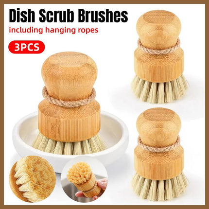 3pcs Dishwashing Brush Set Short Handle Pot Brush for Kitchen Cleaning Scrubbing