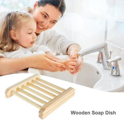 10x Natural Wooden Bamboo Holder Storage Soap Dish Tray Soap Rack Box Dishes - Aimall