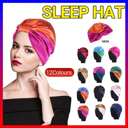 Imitated Silk Sleeping Cap Sleep Hat Womens Night Hair Styling Care Bonnet Wrap - Aimall