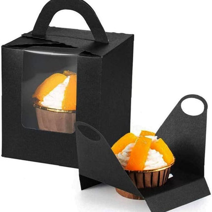 50 Pack Premium Cupcake Boxes with Window Thickened Cardboard Muffin Holders