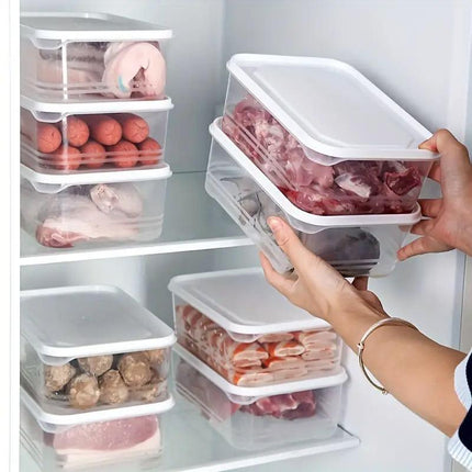 5pcs Clear Refrigerator Storage Box with Lid Square Crisper Organizer Dispenser