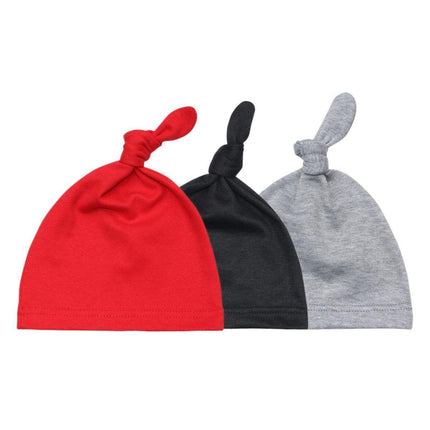 3PCS Baby Knot Hats Soft Cotton Toddler Caps Multicolor Newborn Beanie Pull Cap