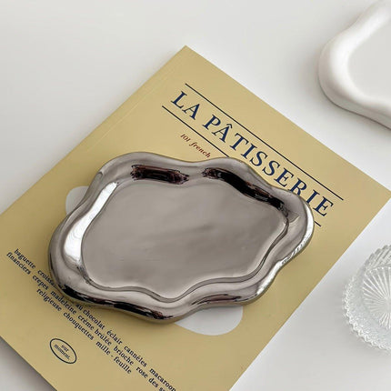 2PCS Luxury Ceramic Jewelry Display Tray Organizer Plate Storage Large Decor