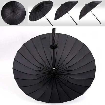 Black Sun and Rain Umbrella Straight Umbrella UV Protection Windproof Outdoor