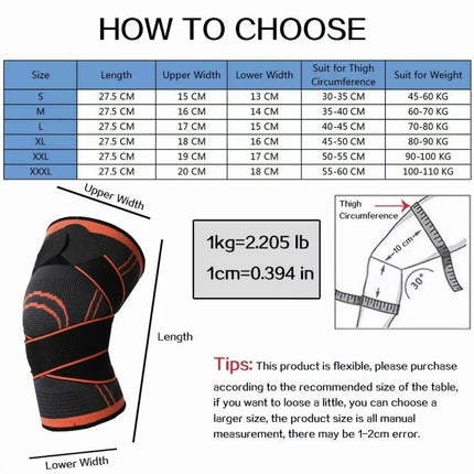 Orange AOLIKES 3D Knee Support Brace Compression Sleeve Arthritis Pain Relief Gym - Aimall