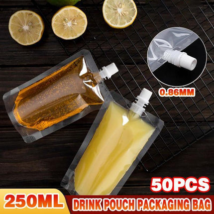 50PCS 250ML Drink Pouch Packaging Bag Stand Up Spout Plastic Makeup Drink Bag - Aimall