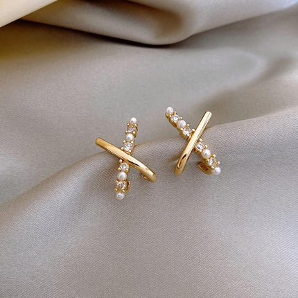 Golden Elegance Zircon Stud Earrings Women Wedding Jewelry Elegant Best Gift - Aimall