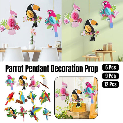 6/9/12pcs Parrot Charm Party Decoration Props Tropical Theme Decor Accessories