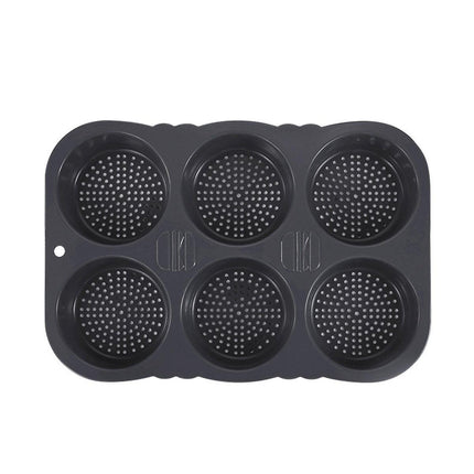 6 Cavity Silicone Hamburger Bun Pan Non Stick Burger Bread Mold Pans Baking Tool