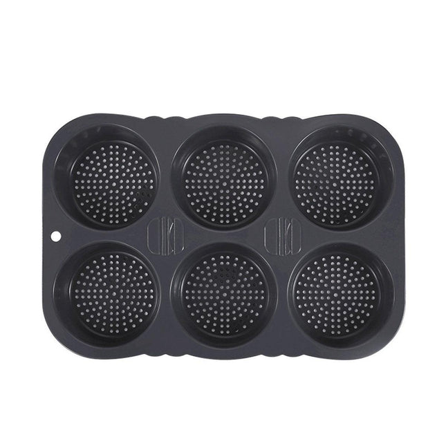 6 Cavity Silicone Hamburger Bun Pan Non Stick Burger Bread Mold Pans Baking Tool