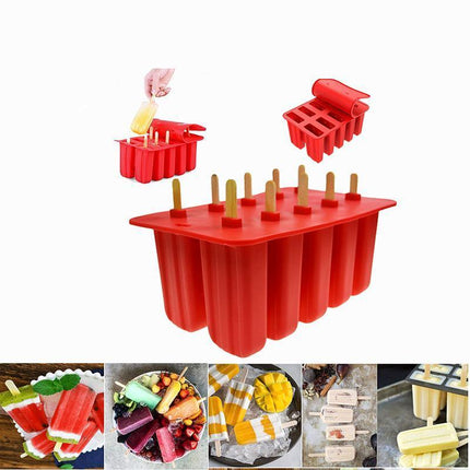 Silicone Ice Mould Cream Block Molds icy Pole Jelly Pop Popsicle Maker 10 Frozen - Aimall