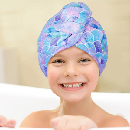 2PCS Mermaid Microfiber Hair Drying Cap Quick-Dry Soft Shower Hat