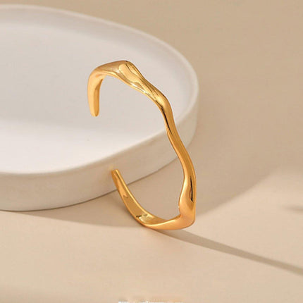 Minimalist Plain Solid Ring Bracelet Women Fashion Simple Open Cuff Bangle