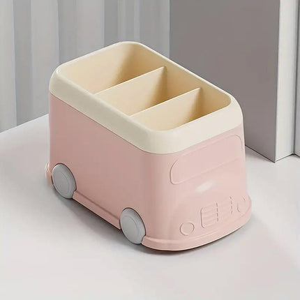Cartoon Desktop Pen Holder Multi-Compartment Stationery Organizer Storage Box