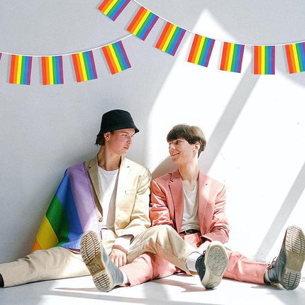 20x 5M Rainbow String Flag Gay Lesbian Pride LGBT Mardi Gras Party Banner Outd - Aimall
