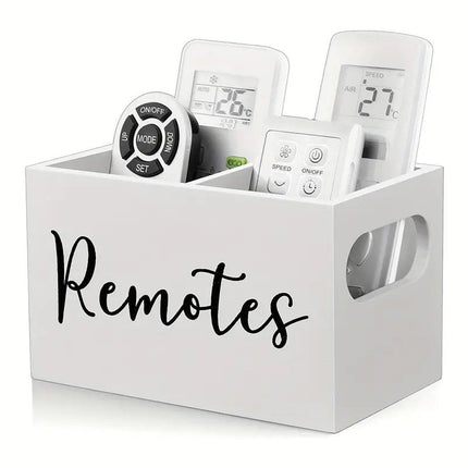 Wooden Compartment Storage Box Remote Control Holder Desktop Organizer for Home
