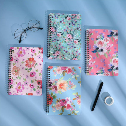 4pcs Loose Leaf Coil Thick Notebook Notepad Vintage Floral Journal Stationery