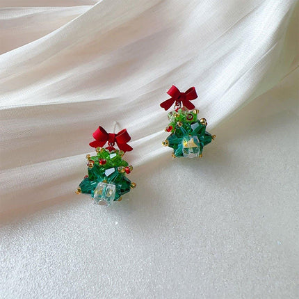 Cute Christmas Tree Stud Earrings for Girls Holiday Jewelry Festive Fashion Gift
