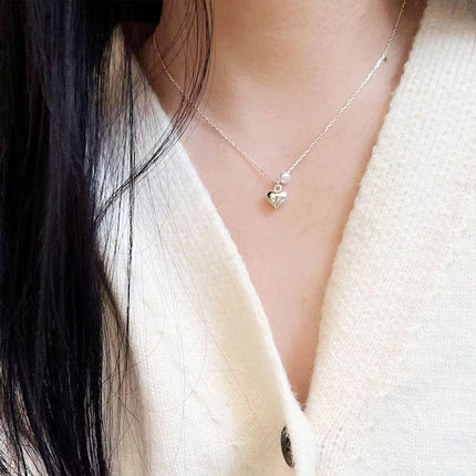 Luxury Zircon Love Pendant Necklace Elegant Copper Chain Jewelry Gift