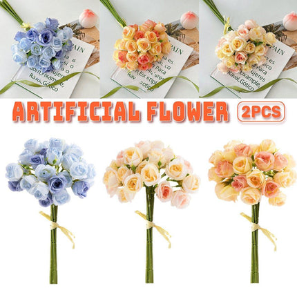 2pcs Artificial Rose Bouquet Valentines Day Gift Fake Flowers Wedding Decor
