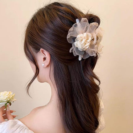 Flower Tulle Hair Clips Large Hair Pins Hairgrips Claw Clips for Hair Women - Aimall