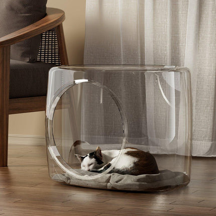 Transparent Capsule Cat Litter Box Semi Enclosed Cat House for Indoor Use