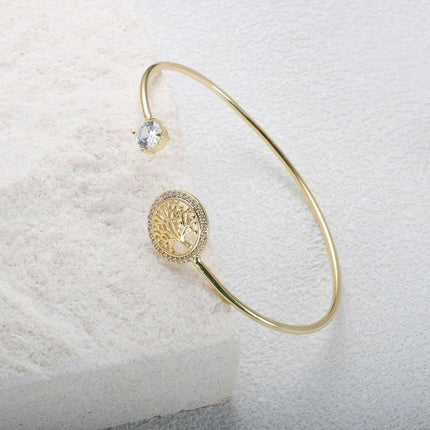 Hollow Tree of Life Bracelet Retro Fashion Jewelry Adjustable Hope Bangle