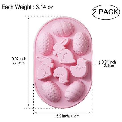 2PCS Easter Rabbit Egg Silicone Molds DIY Baking Mold for Cake Chocolate Decor