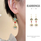 Chinese Flower Earrings Ethnic Style Hanfu Earrings for Traditional Jewelry