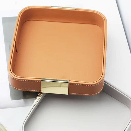 Leather Desktop Storage Tray Key Organizer Entryway Cosmetic Clutter Tray