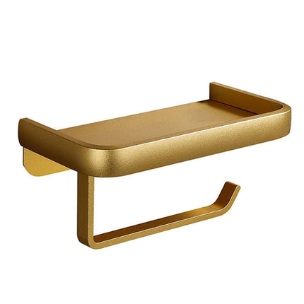 Wall Mounted Aluminum Toilet Paper Holder Non-perforated Tissue Cell Phone Shelf