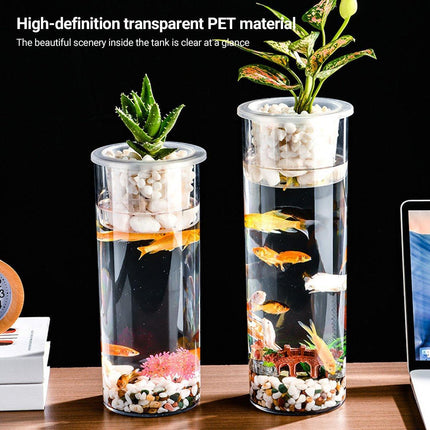 Hydroponic Plant Vase Cylindrical Straight Design Fish Tank for Home Decor