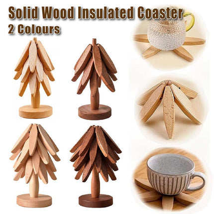 Solid Wooden Trivet for Hot Dish Walnut Christmas Tree Table Heat-Resistant Mat