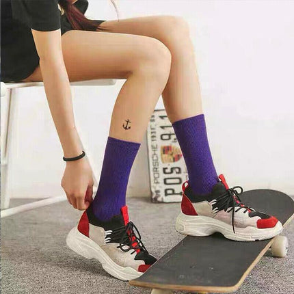 New Olid Pure Colour Formal Socks Cotton Fashion Casual Breathable Crew Socks - Aimall
