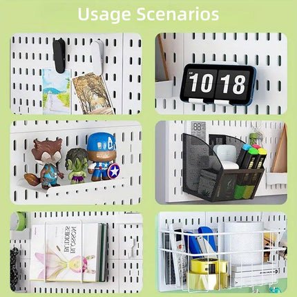 Clip-On Vertical Hole Board Desktop Organizer Punch-Free Office Partition Shelf