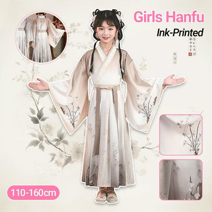 Hanfu Ink Print Dress Traditional Chinese Style Costume for Festivals or Performances