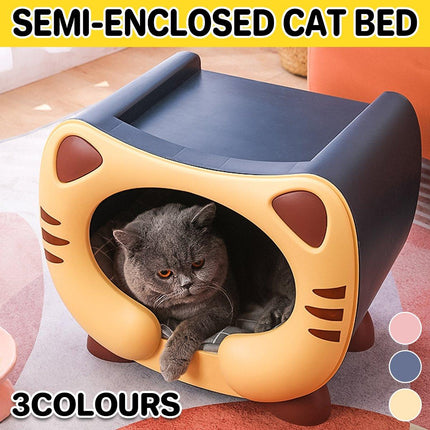 Semi Closed Cat Nest Soft Cozy Pet Bed for Cats Small Animals Indoor Sleeping