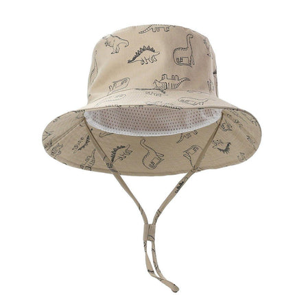 Cartoon Dinosaur Bucket Hat with Wide Brim for Summer Sun Protection