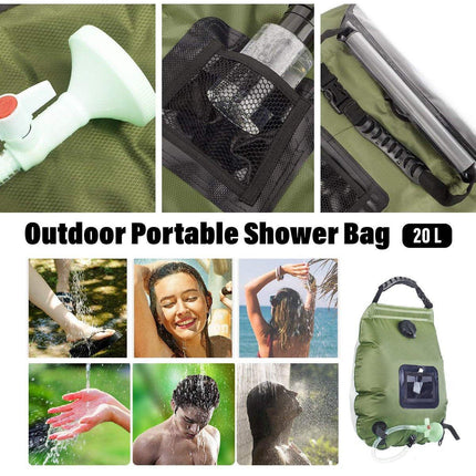 20L Camp Shower Bag Solar Heat Water Pipe Portable Camping Hiking Travel Outdoor