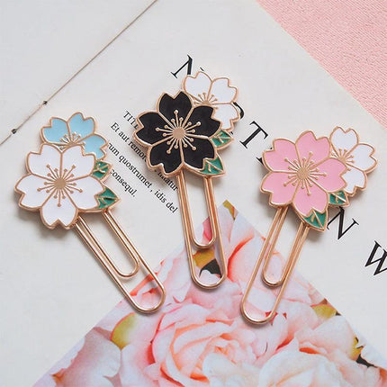 Bookmark Sakura Flowers Metal Bookmark Cherry Blossom Kids Paper Clip - Aimall