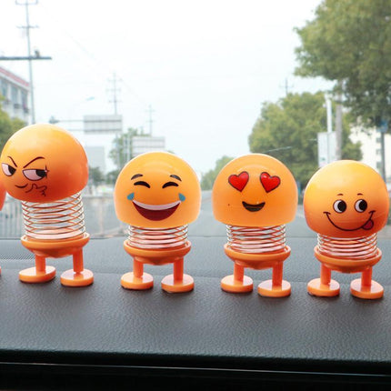 Emoji Car Expression Decoration Shaking Head Auto Cartoon Ornament Spring Swing - Aimall