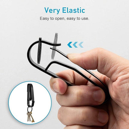 4PCS Black Keychain with Dual Rings Stainless Steel Belt Clip Wear Belt Buckle