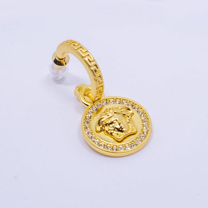 Vintage Medusa Portrait Round Earrings Elegant Fashion Jewelry for Women Gift
