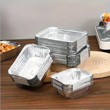 125PCS Disposable Quadrate Tin Foil Pans Oven Grill Safe Non-Stick Baking Trays